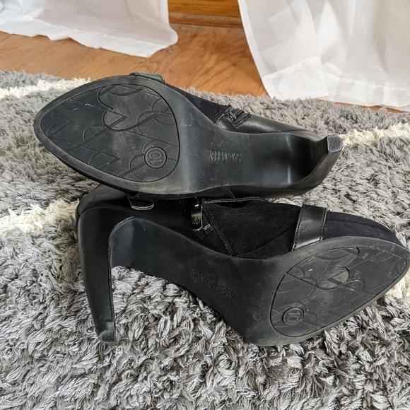 Sam & Libby Ankle Boot Women's 10 Black Faux Suede Buckle Stiletto Heel - Picture 6 of 8